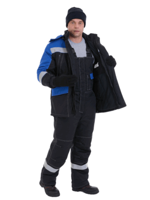 Костюм Олимп утепленный черно-васильковый