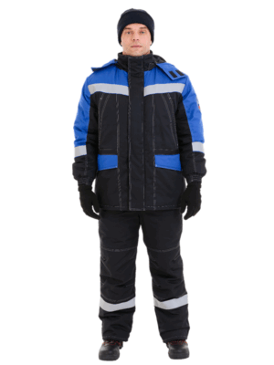 Костюм Олимп утепленный черно-васильковый