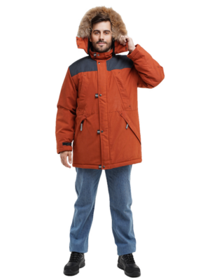 Куртка мужская АЛЯСКА терракотовая с темно-серым
