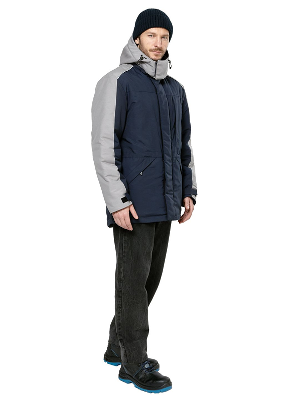 Куртка мужская утепленная рабочая Челленджер синяя с серым