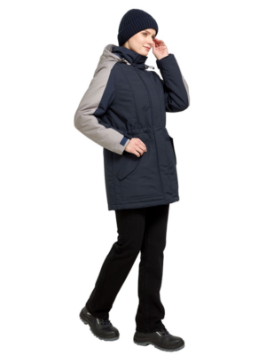 Куртка женская утепленная рабочая Альфа синяя с серым