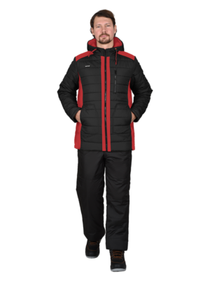 Куртка зимняя УРБАН, черная с красным