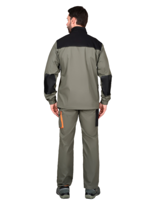 Костюм МАНХЕТТЕН куртка длинная с полукомбинезоном, олив. с оранж. и чер.