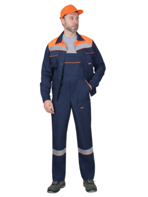 Костюм МАСТЕР цв. темно-синий с оран. отделкой