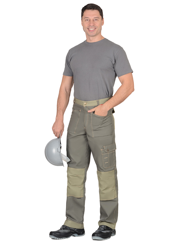 Костюм "ВЕСТ-ВОРК" куртка длинная с брюками, т.оливковый со св.оливковым — изображение 3