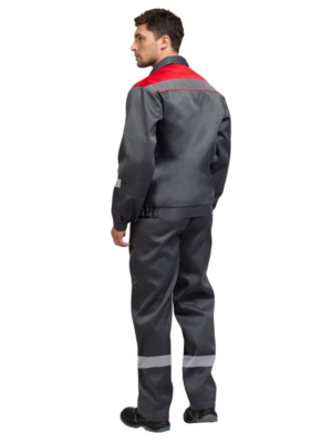 Костюм мужской рабочий Тимбер РФ серый-красный с ПК