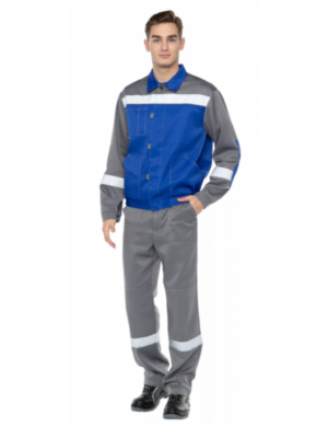 Костюм мужской рабочий летний Тимбер серый-василек с брюками