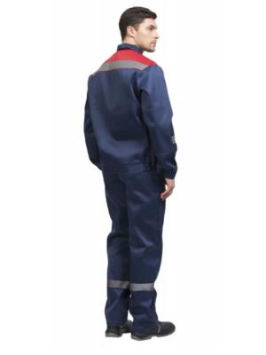 Костюм мужской рабочий летний Тимбер синий-красный с брюками