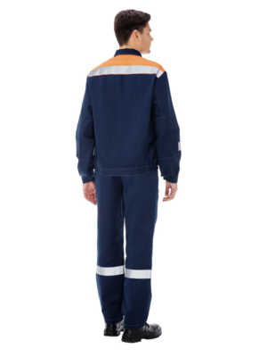 Костюм мужской рабочий летний Тимбер синий-оранжевый с брюками