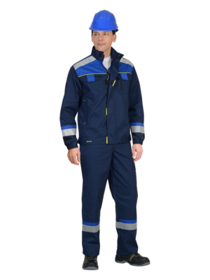 Костюм "БОСТОН" куртка, брюки, темно-синий с васильковой и чер. отд.