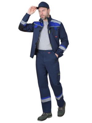 Костюм "БОСТОН" куртка, брюки, темно-синий с васильковой и чер. отд.