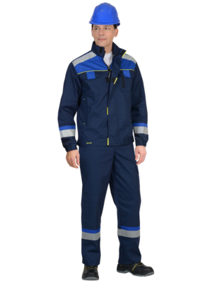 Костюм "БОСТОН" куртка, п/к, темно-синий с васильковой и чер. отд.