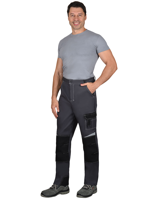 Костюм "ФАВОРИТ-МЕГА" мужской летний, куртка и брюки, серый с красным и черным, СОП