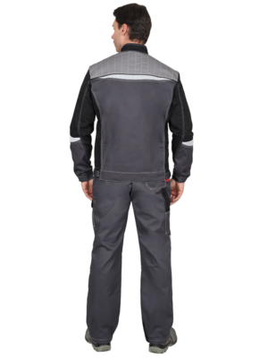 Костюм "ФАВОРИТ-МЕГА" мужской летний, куртка и полукомбинезон, серый с черным, СОП