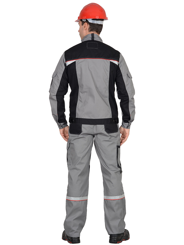 Костюм "СТАН" куртка, п/к ср.серый с черной и красной отделкой