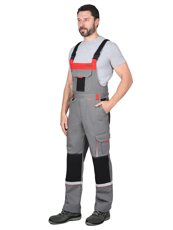 Костюм "СТАН" куртка, п/к ср.серый с черной и красной отделкой