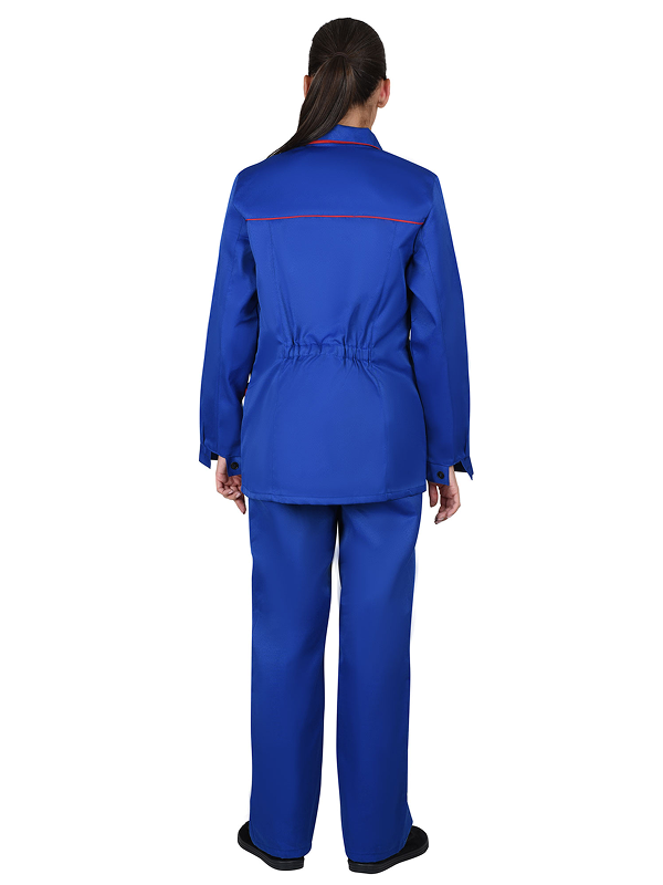 Костюм "ЗОЛУШКА" женский, куртка, брюки, васильковый с красной отделкой